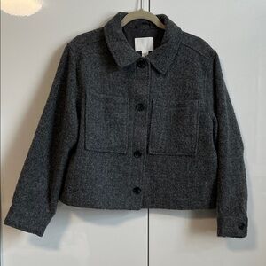 H&M NWOT Gray Wool-Blend Jacket Collar Buttons Lined, Size M